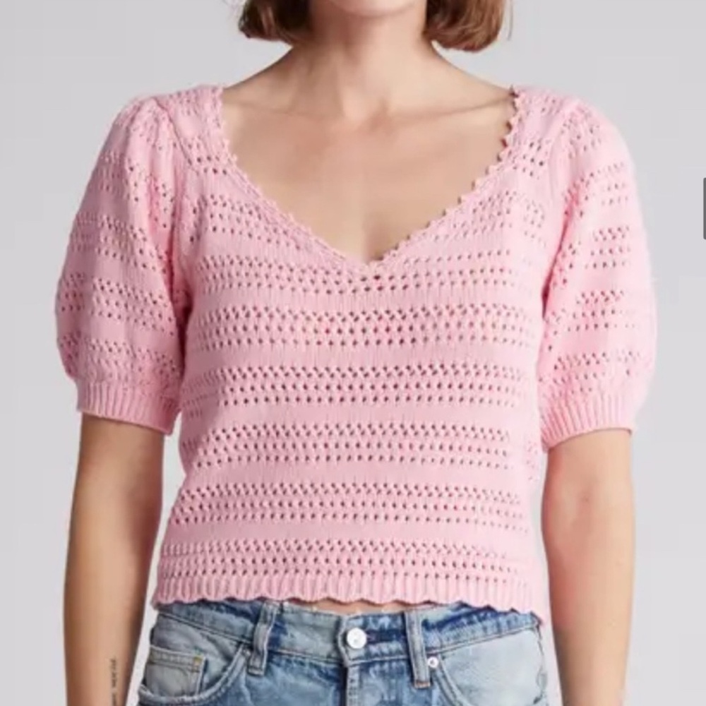 Pink Knit Short Sleeve Top